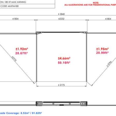 180 XT MAX Awning Frame Dimensions