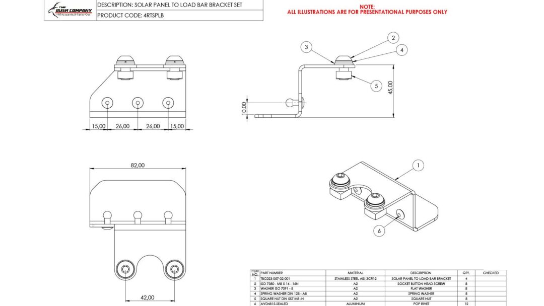 Solar Panel To Load Bar Bracket Set